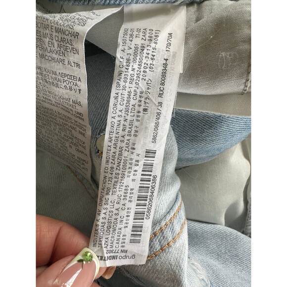 Zara Bloggers Favorite 100% Cotton Light Wash Full Length Wide Leg Denim Jeans 6 - Picture 6 of 6